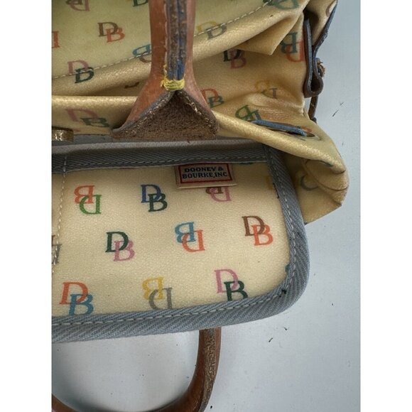 DAMAGED - VTG Y2K Dooney & Bourke Coated Canvas Purse Pale Yellow (small) - Picture 6 of 16